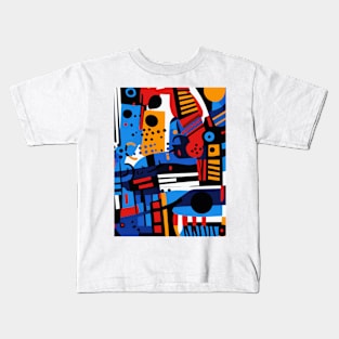 Vibrant Abstract Geometric Artwork with Bold Colors Kids T-Shirt